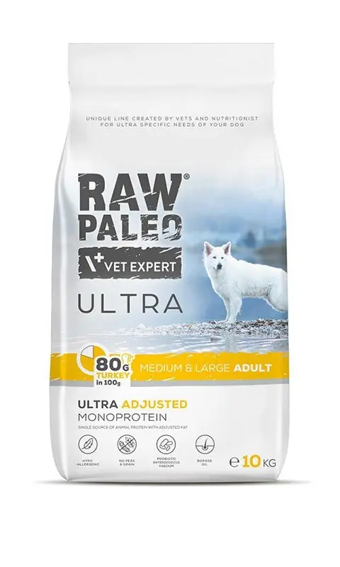 VETEXPERT Raw Paleo Ultra Medium Large Adult Turkey - Dry Dog Food - 2 Kg