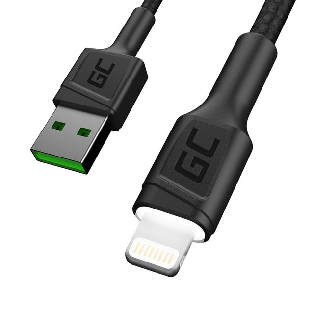 Green Cell USB 3.0 Lightning (ST-ST) 1,2m Ladekabel LED Black