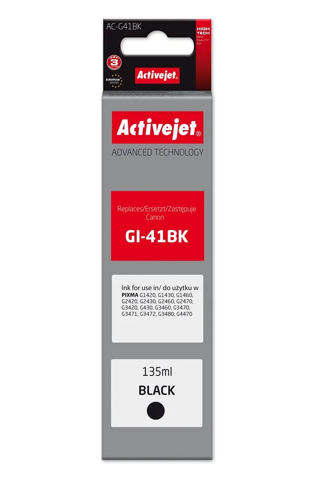 Activejet AC-G41BK Ink bottle for Canon printers, Replacement for Canon GI-41BK 4528C001; Supreme; 135 ml; black