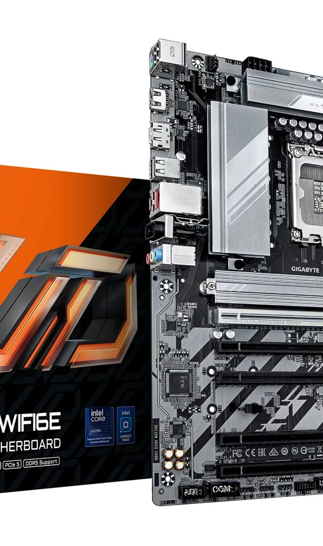 GIGABYTE B860 DS3H WIFI6E Motherboard - Intel Core Ultra Series CPUs, 8+1+2+2 Phases VRM, up to 9066MHz DDR5, 1xPCIe 5.0 + 1xPCIe 4.0 M.2, 2.5GbE LAN, WIFI 6E, USB 3.2 Gen 2x2