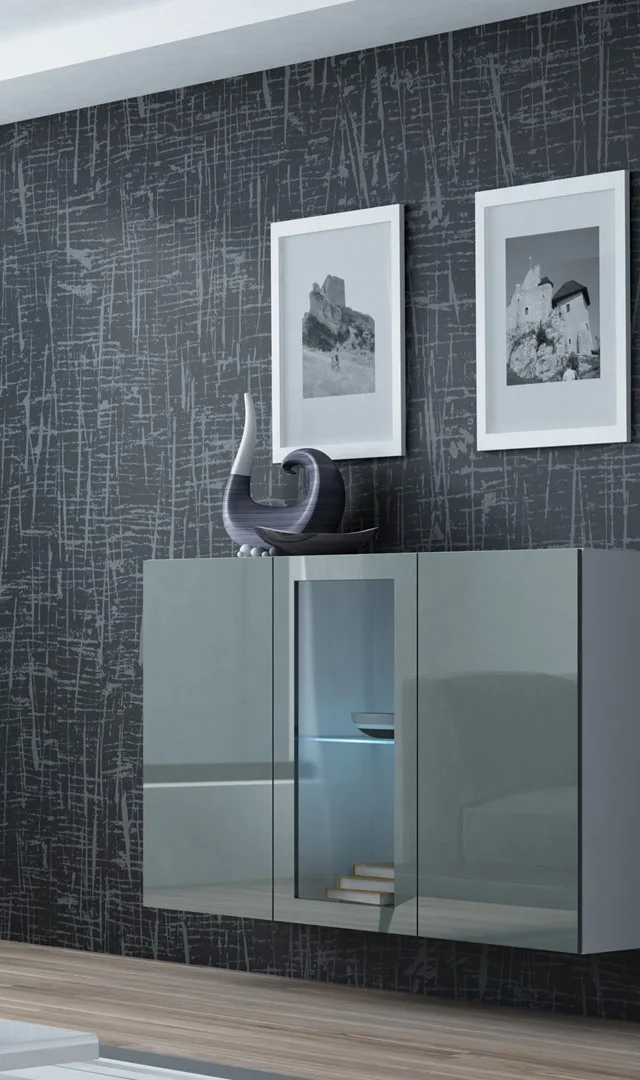Cama Sideboard VIGO 90/120/38 White/Grey Glossy