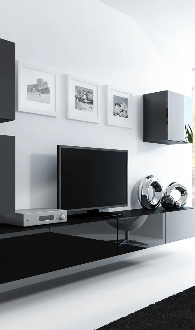 Cama Living Room Cabinet Set VIGO 22 Black/Black Gloss