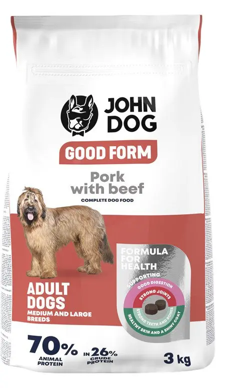 JOHN DOG Good Form Medium And Large Breeds Pork With Beef - Dry Dog Food - 3kg