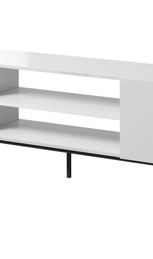 RTV SLIDE 200K Cabinet On A Black Steel Frame 200x40x57 Cm All In Gloss White
