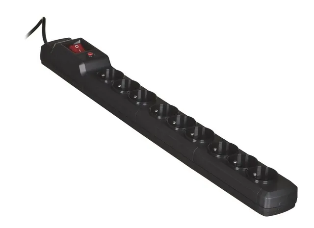 Activejet ACJ COMBO 9GN 3M Black Power Strip With Cord