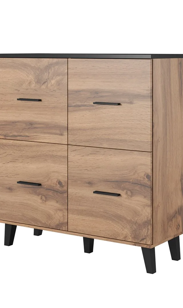 Cama Sideboard LOTTA 110 4D Wotan Oak Mat Black