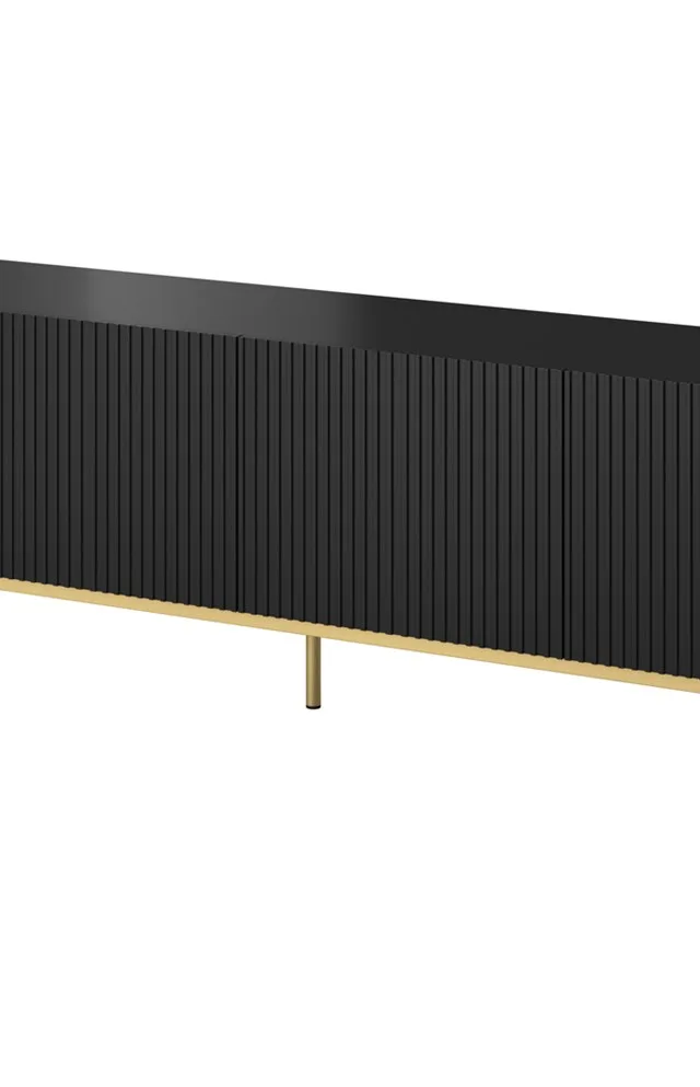 PAFOS RTV Cabinet On Golden Steel Frame 200x40x60 Cm Matte Black