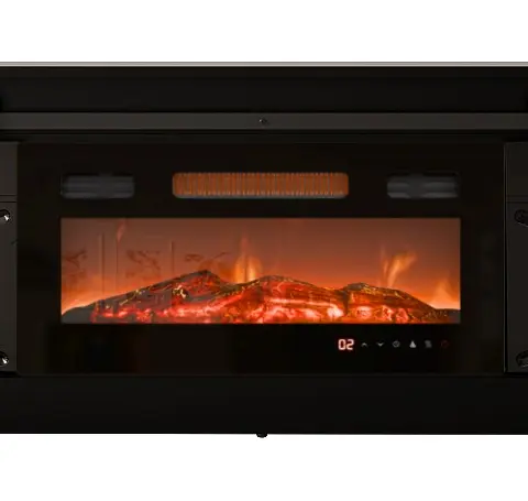 RTV GRANERO Fireplace Cabinet 200x56.7x35 Black/Black Gloss