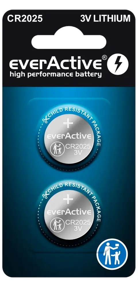 Lithium Battery Mini EverActive CR2025 - Blister 2 Pcs.