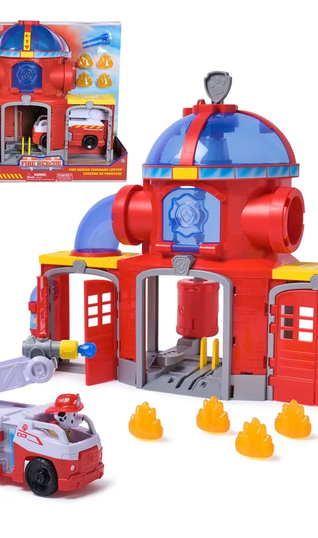 PAW Patrol Fire Rescue Command Center with Marshall Figure, Rescue Fire Truck, Lights, Launcher & Sound Fx, Kids Toys for Boys & Girls Ages 3 and Up