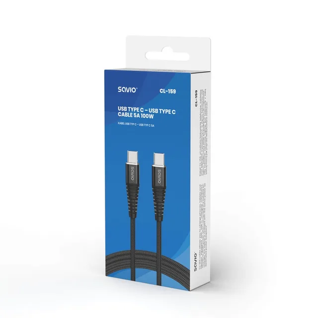 Savio CL-159 USB cable USB 2.0 1 m USB C 0.48 Gbit/s Black