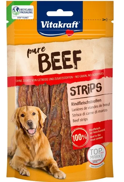 VITAKRAFT Pure Beef Strips - Dog Treat - 80 G