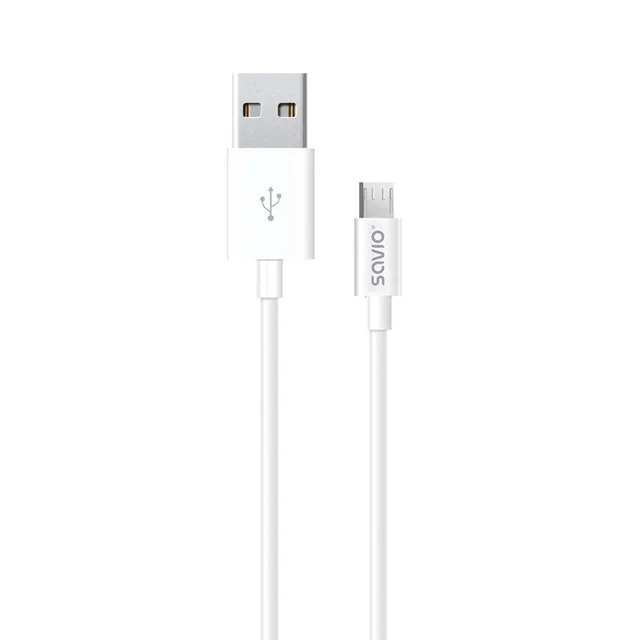 Savio CL-124 USB cable USB 2.0 2 m USB A Micro-USB B 0.48 Gbit/s White