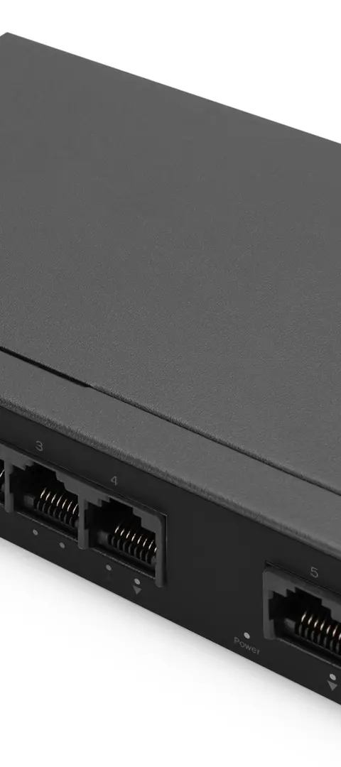 4- Port Gigabit PoE Netzwerkswitch, Desktop, unmanaged, 1 Uplink Port RJ45, 60 W, af/at