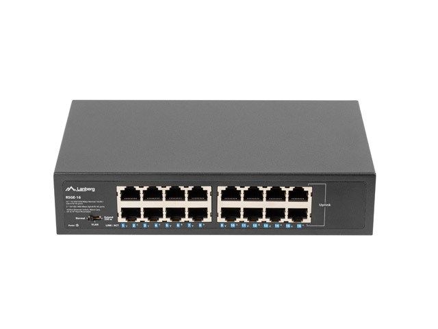 Lanberg RSGE-16 network switch Unmanaged Gigabit Ethernet (10/100/1000) 1U Black