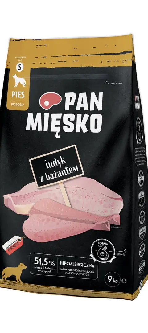 PAN MIĘSKO Turkey With Pheasant S - Dry Dog Food - 9 Kg