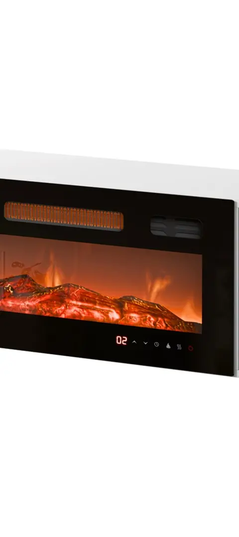RTV Cabinet POLO 180x33x39 White Fireplace Black