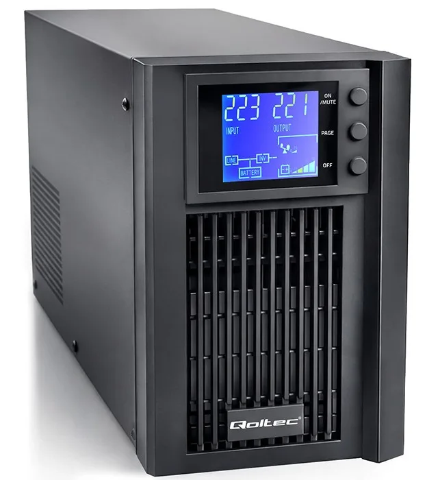 Qoltec 52640 Pure Sine Wave UPS Emergency Power Supply | 1kVA | 800W | AVR | LCD