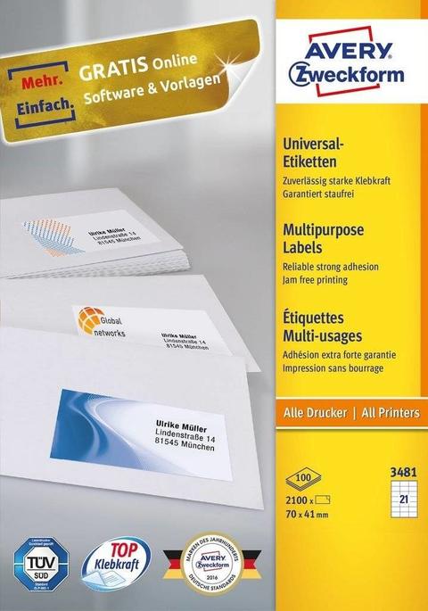 AVERY Zweckform Universal-Etiketten Permanent