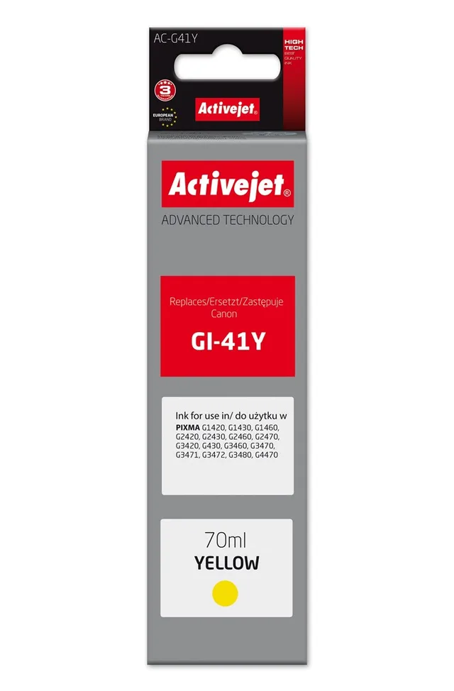 Activejet AC-G41Y Ink bottle for Canon printers, Replacement for Canon GI-41Y 4545C001; Supreme; 70 ml; yellow
