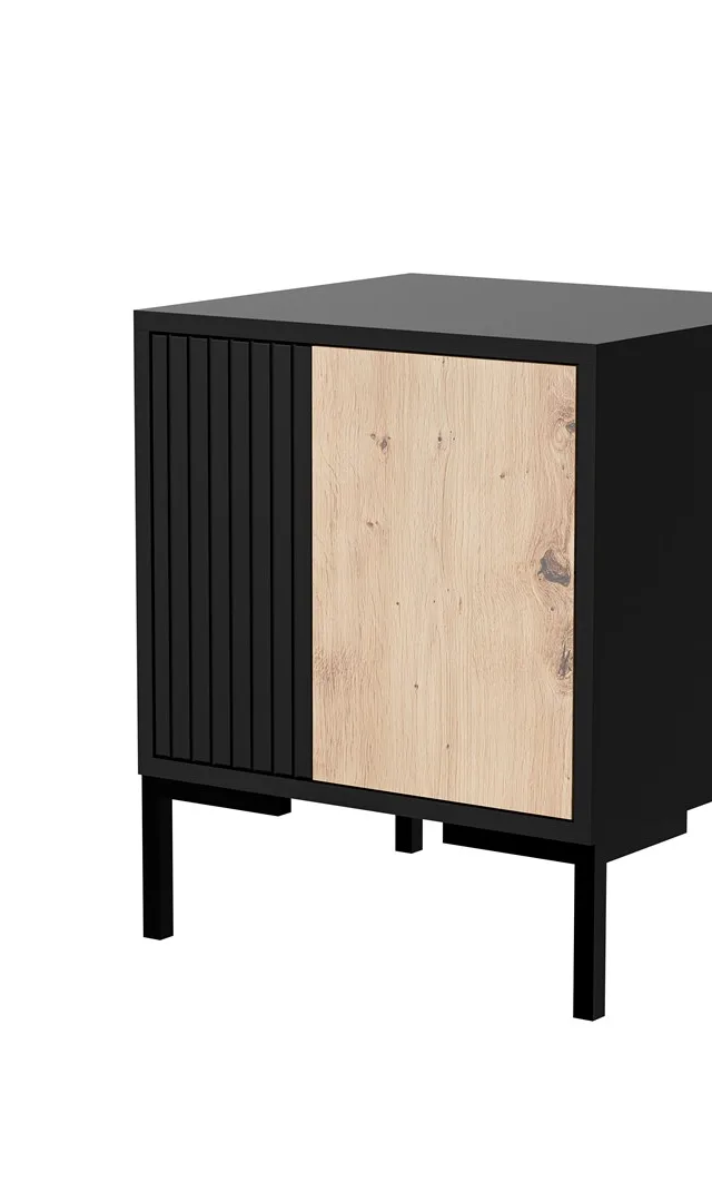 Cama Bedside Table 2pc MERCI 44x40x52.5 Black/Oak Artisan