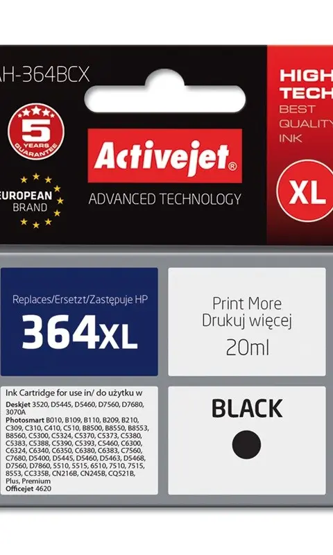 Activejet AH-364BCX ink (replacement for HP 364XL CN684EE; Premium; 20 ml; black)