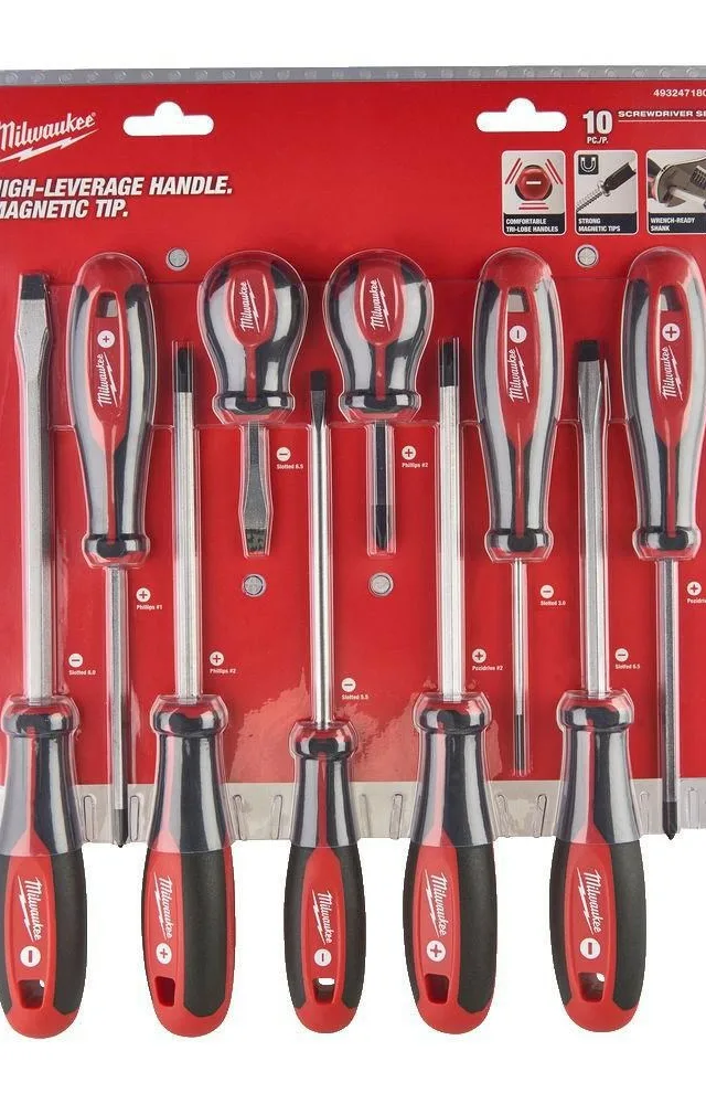 MILWAUKEE SCREWDRIVER SET 10pcs. (PH&PZ&SL)