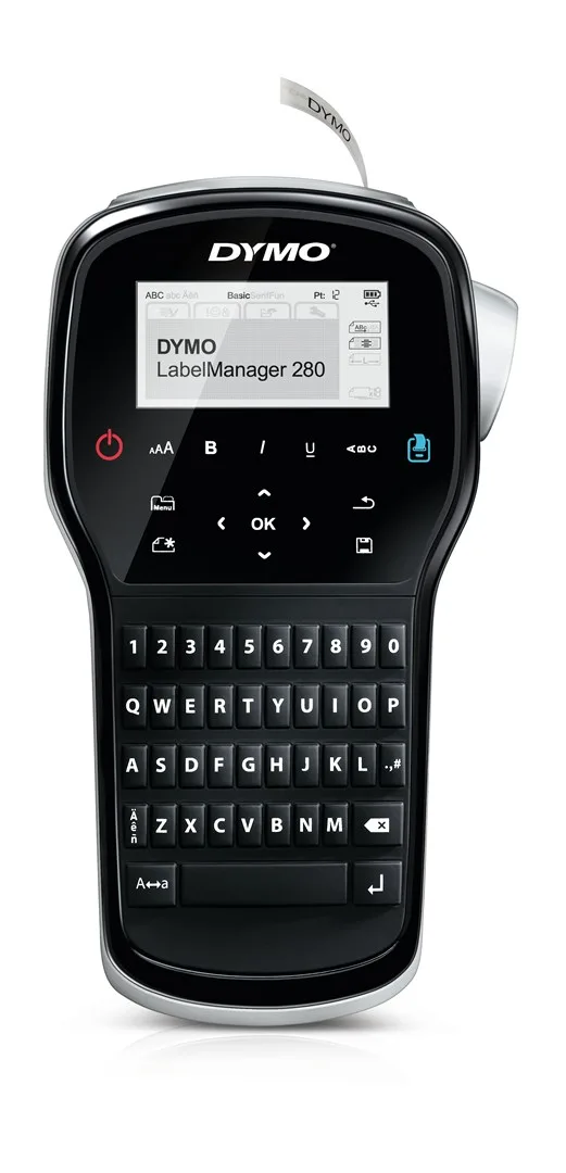 DYMO LabelManager 280 Rechargeable Handheld Label Maker Kit | QWERTY Keyboard | with 2 Rolls of D1 Labels & Carrying Case