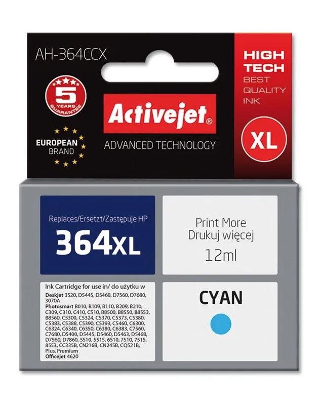 Activejet AH-364CCX ink (replacement for HP 364XL CB323EE; Premium; 12 ml; cyan)