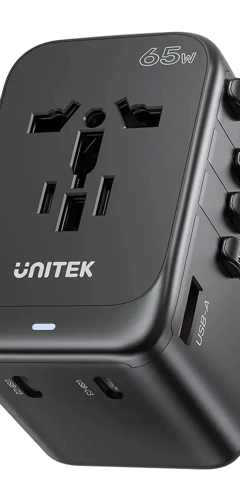 Power Charger - Unitek 65W Universal Travel Adapter (P1122ABK01) 1xUSB-A 3xUSB-C 1xAC
