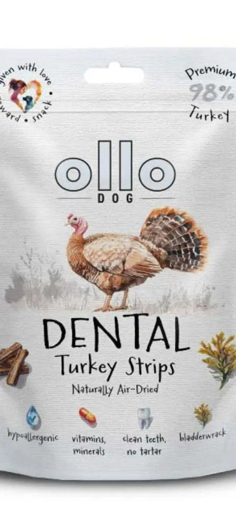 OLLO Air Dried Dental Turkey Strips - Dog Treat - 80g