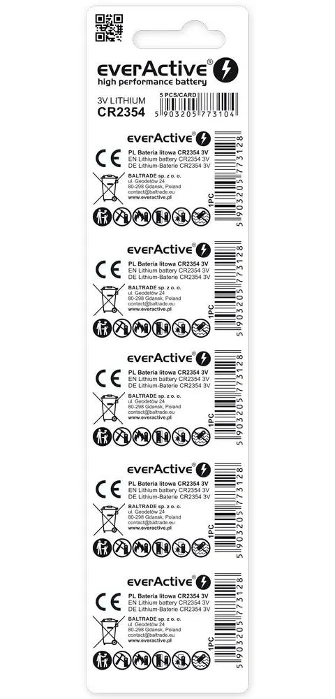 Lithium Battery Mini EverActive CR2354 - Blister 5 Pcs.