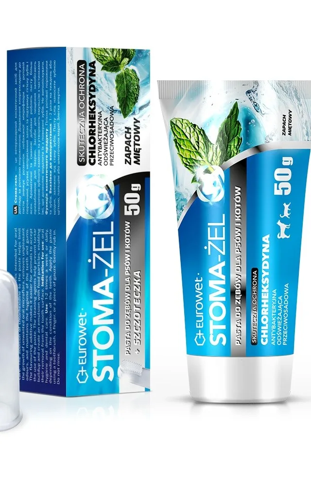 EUROWET Stoma-ŻEl Mint - Toothpaste And Toothbrush For Dogs And Cats - 50 Mg