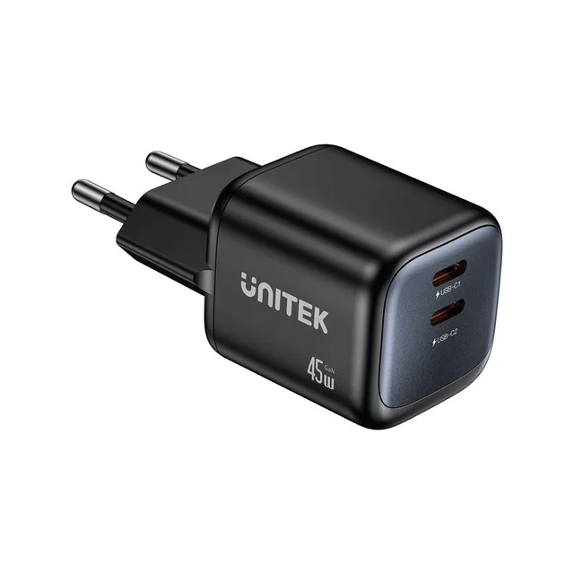 X GAN 45W Mains Charger 2x USB-C PD QC 2