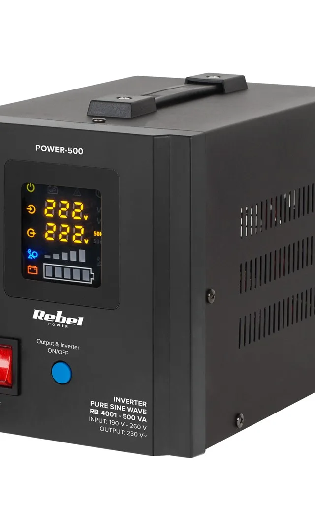 Rebel POWER-500 Uninterruptible Power Supply - converter with pure sine wave and charging function 12V 230V 500VA/300W