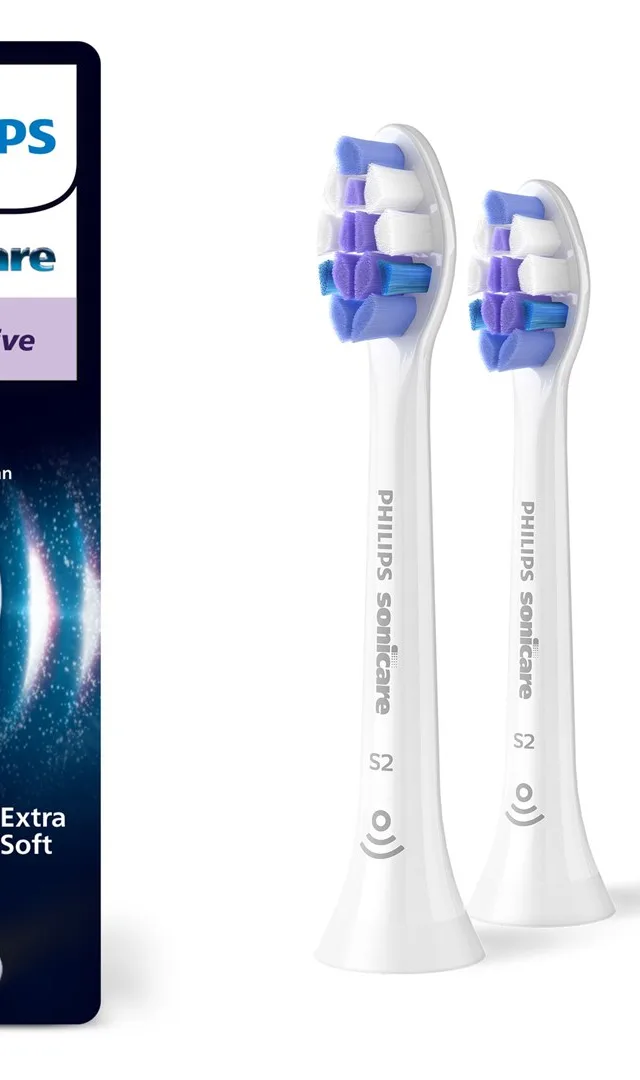HX6052/87 Sonicare Sensitive Replacement Brush Heads, 2 Pcs, White