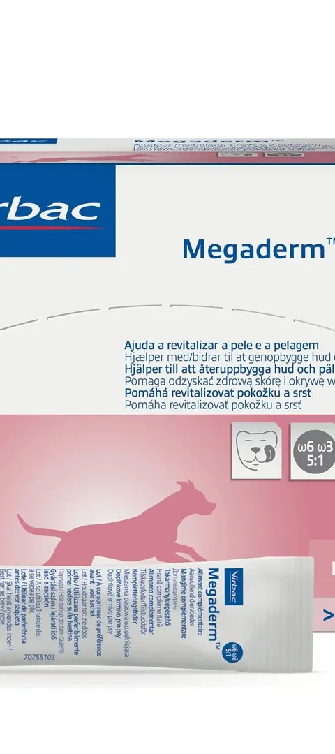 VIRBAC Megaderm Fatty Acids Supporting Skin And Coat Supplements For Dogs - 28x8ml
