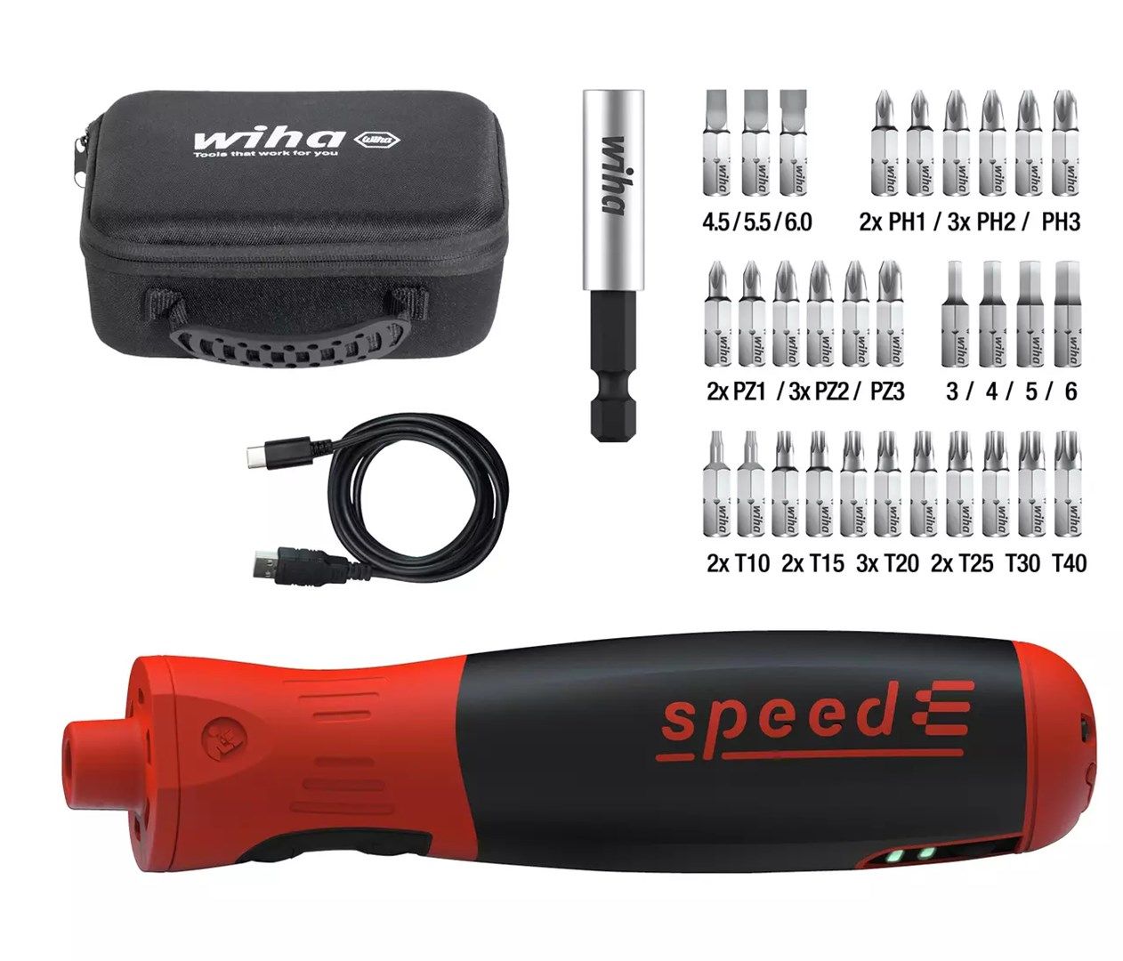 Speede® PocketDrive Electric Screwdriver With Bit Cassette And Bag