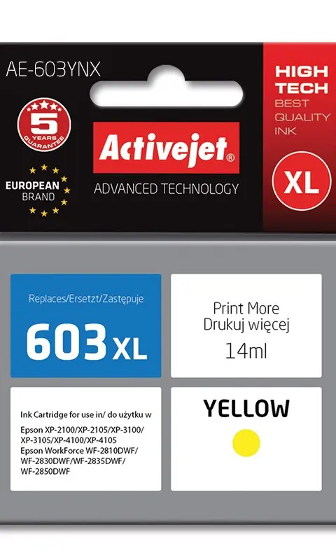 Activejet AE-603YNX ink (replacement for Epson 603XL T03A44; Supreme; 14 ml; yellow)