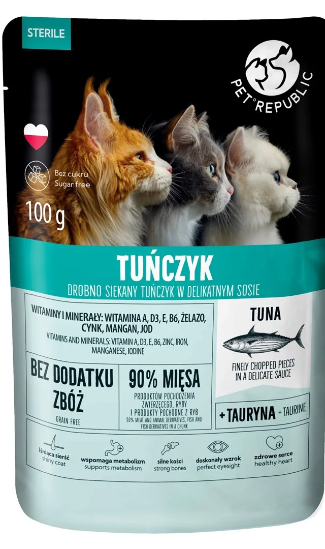PET REPUBLIC Steril Finely Chopped Tuna In Sauce - Wet Cat Food - 100 G