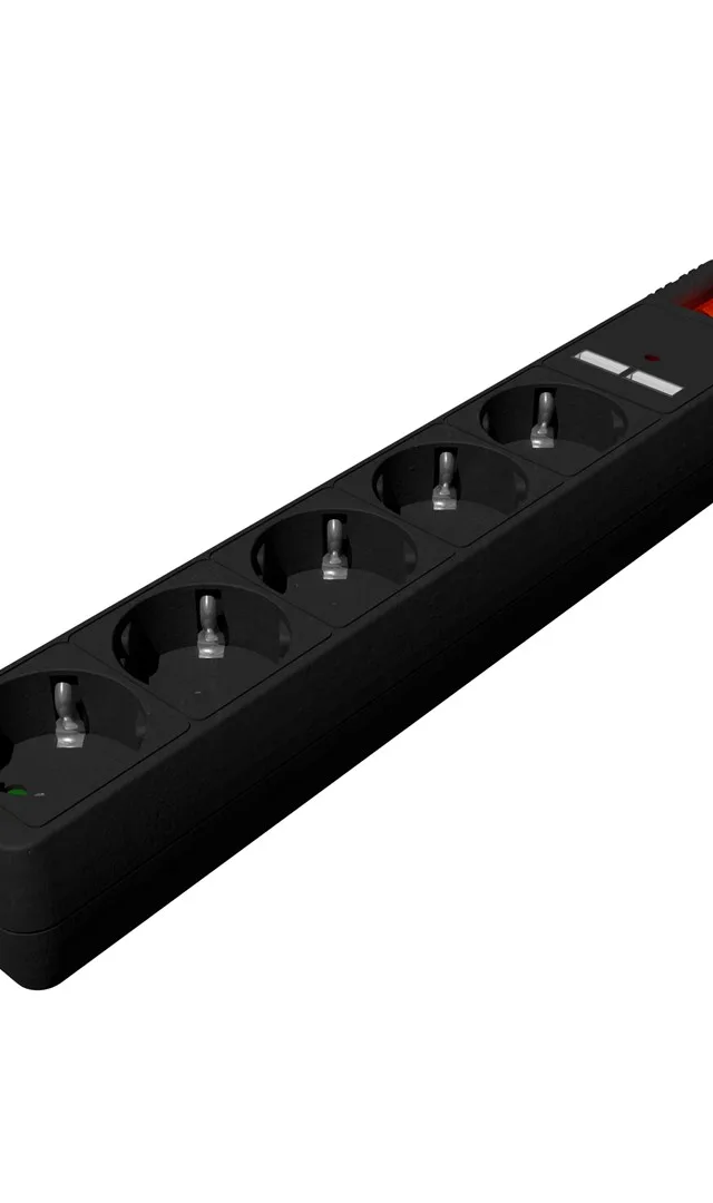 Gembird SPG5-U2-5-02 power extension 1.5 m 5 AC outlet(s) Indoor Black