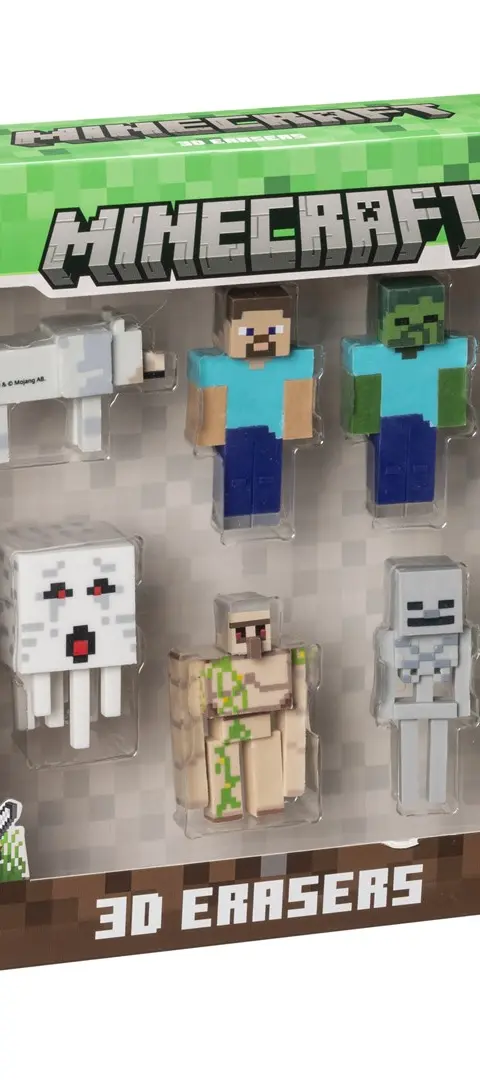 MINECRAFT 3D ERASERS - 8 PACK DELUXE BOX VER.A