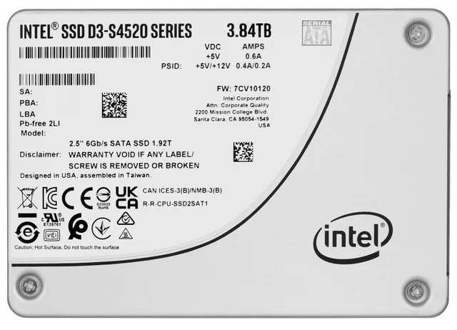 D3 SSDSC2KB038TZ01 internal solid state drive 3.84 TB 2.5" Serial ATA III TLC 3D NAND