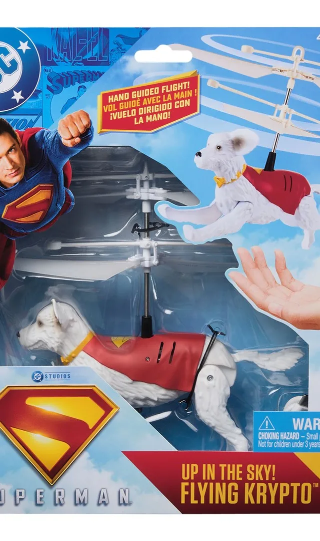 DC Comics , SUPERMAN Up in the Sky! Flying Krypto, RC Toys and Remote Control Toys for Kids, 7.5-Inch Hovering Superdog, For Ages 4 and Up