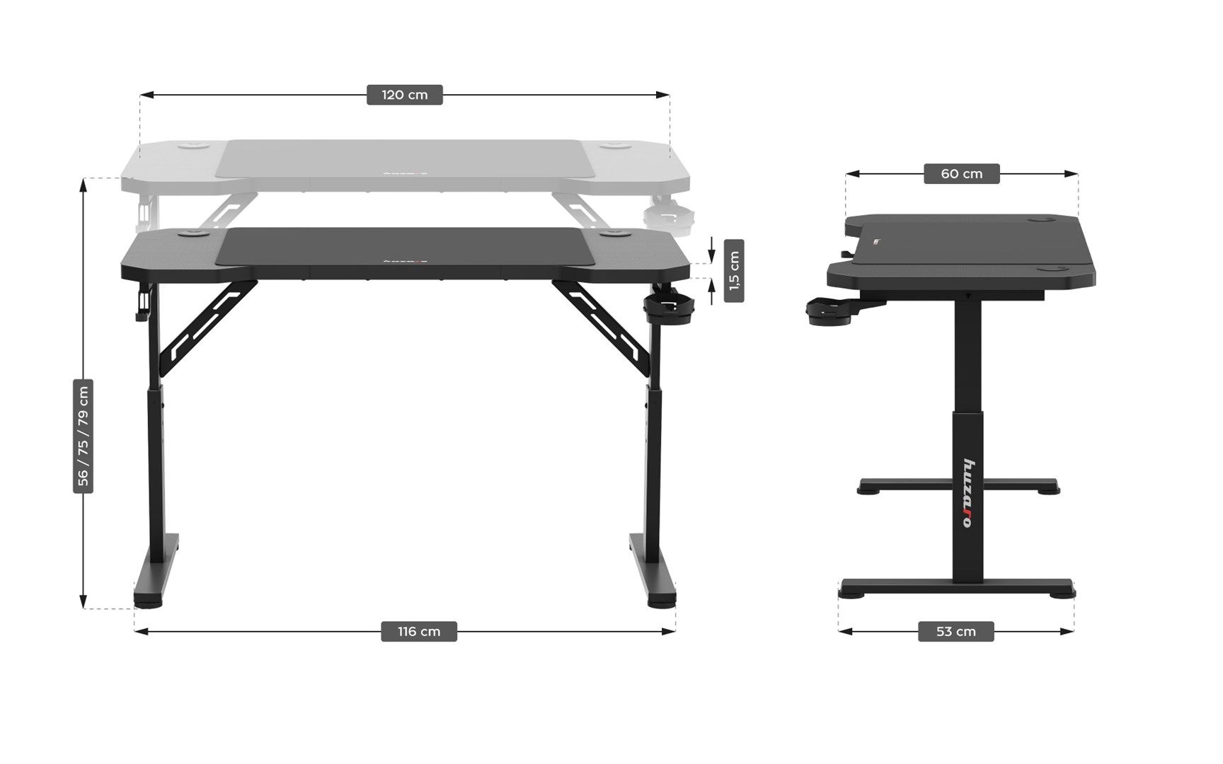 Huzaro Hero 2.6 Gaming Desk Black