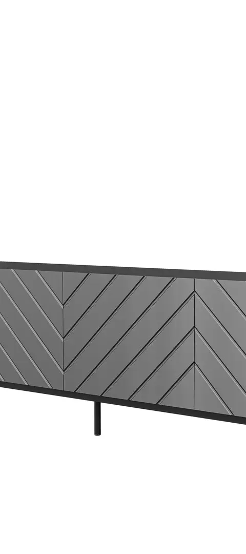 ABETO RTV Cabinet On Black Steel Frame 200x42x60 Graphite/Glossy Graphite