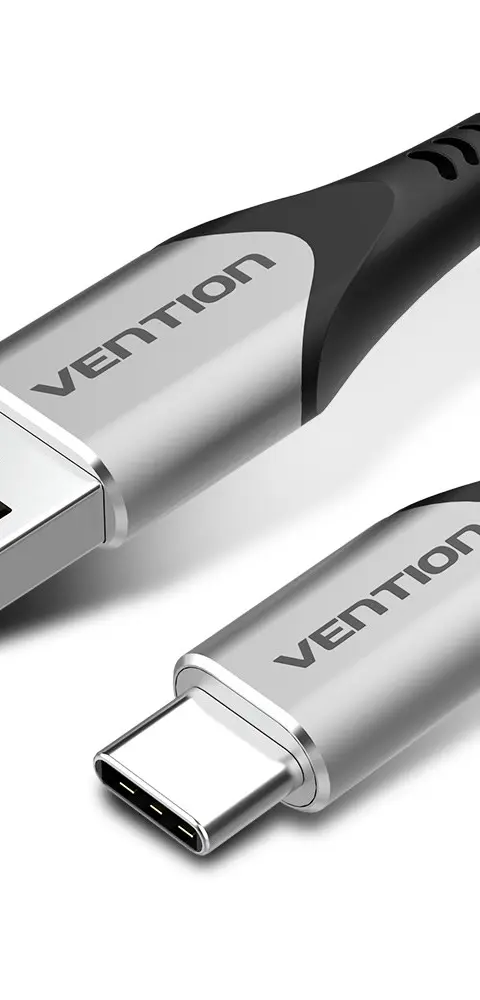 Vention Cotton Braided USB 2.0 A Male to C Male 3A Cable 2M Gray Aluminum Alloy Type