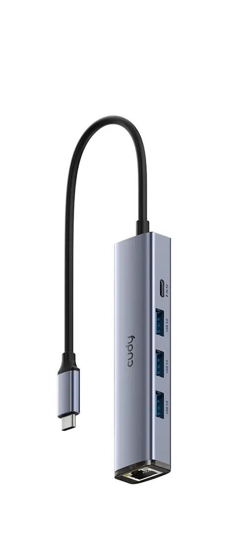 Cudy UH605 interface hub USB 3.2 Gen 1 (3.1 Gen 1) Type-C 5000 Mbit/s Grey, Silver
