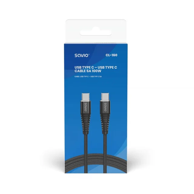 Savio CL-160 USB cable USB 2.0 2 m USB C 0.48 Gbit/s Black