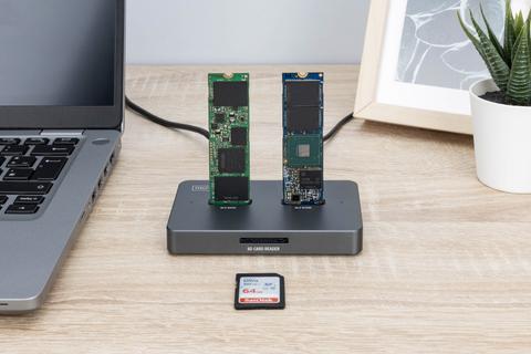 Digitus M.2 NVMe + M.2 SATA SSD docking station with SD Express card reader, USB-C™